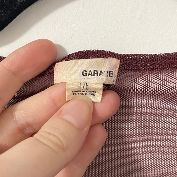 Garage Burgundy Cropped Tank Top with Mesh Detail - Picture 4 of 8